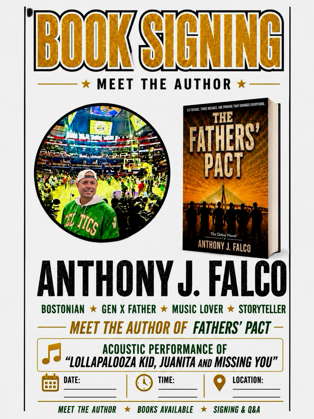 Book signing event poster — Anthony J. Falco